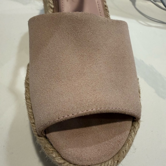 Marc Fisher Size 9 Mlalita Blush Suede Leather Upper Espadrille Wedge Sandals - Picture 9 of 16